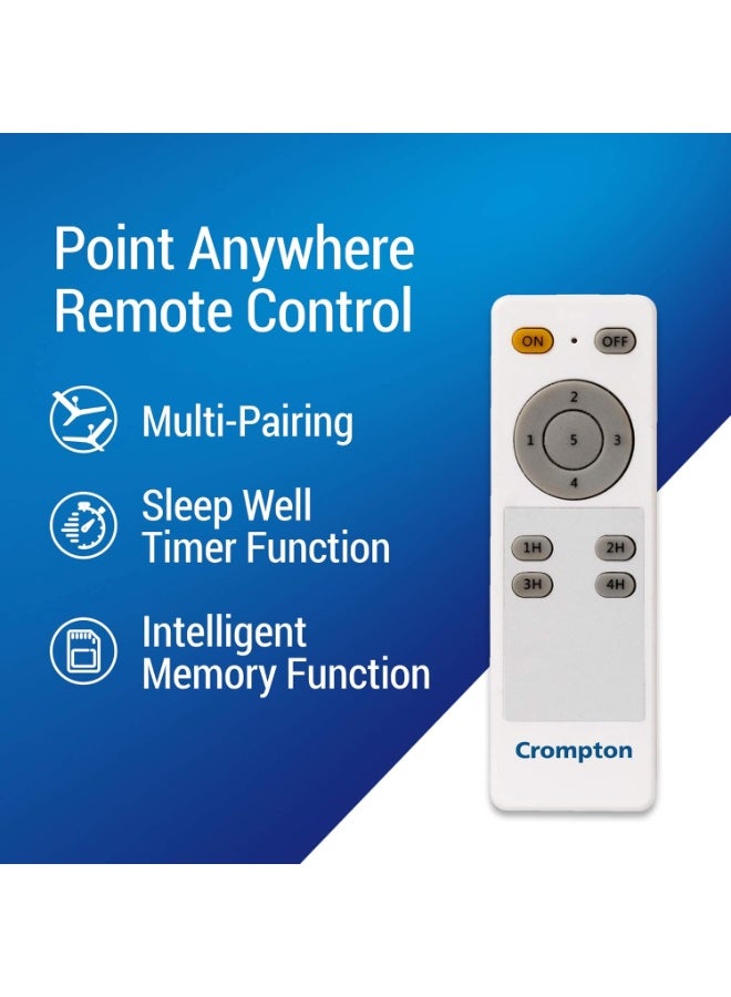 Crompton SilentPro Enso 1225 mm ActivBLDC Remote-controlled Ceiling Fan with Anti-Dust Technology | 2X Silent |iF Design Award 2021 | 5 Years Warranty (White) - Image 4